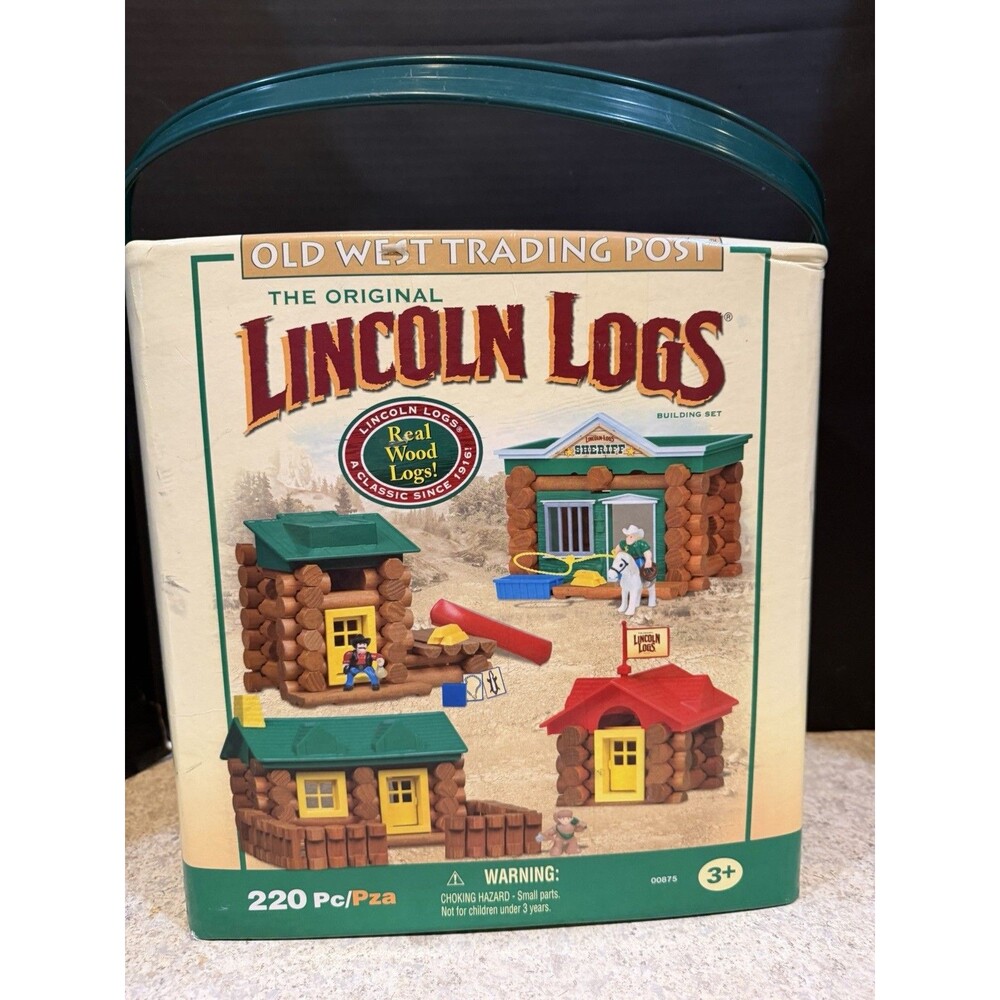 Lincoln Logs Old West Trading Post 220+ pc Building Set w/ Bucket Complete
